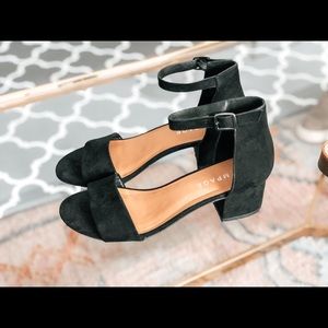 Rampage Matti Block Heel Sandals in Black Suede